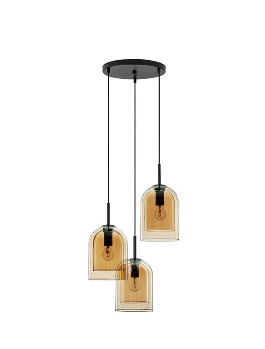 Candelabru structura din Metal Negru si abajur din Sticla Auriu H185xL30cm IP20 VELOR