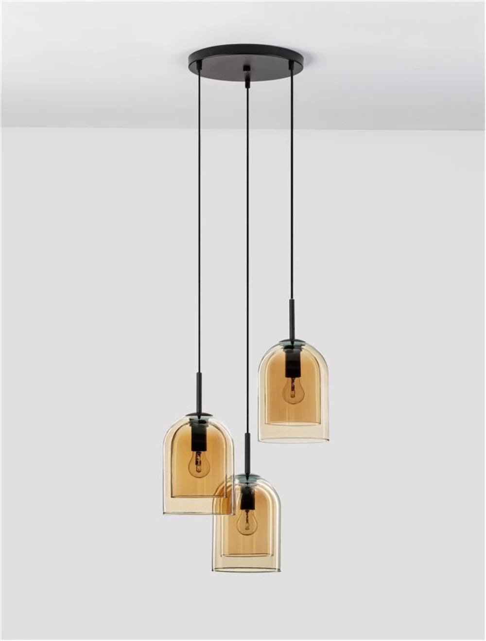 Candelabru structura din Metal Negru si abajur din Sticla Auriu H185xL30cm IP20 VELOR
