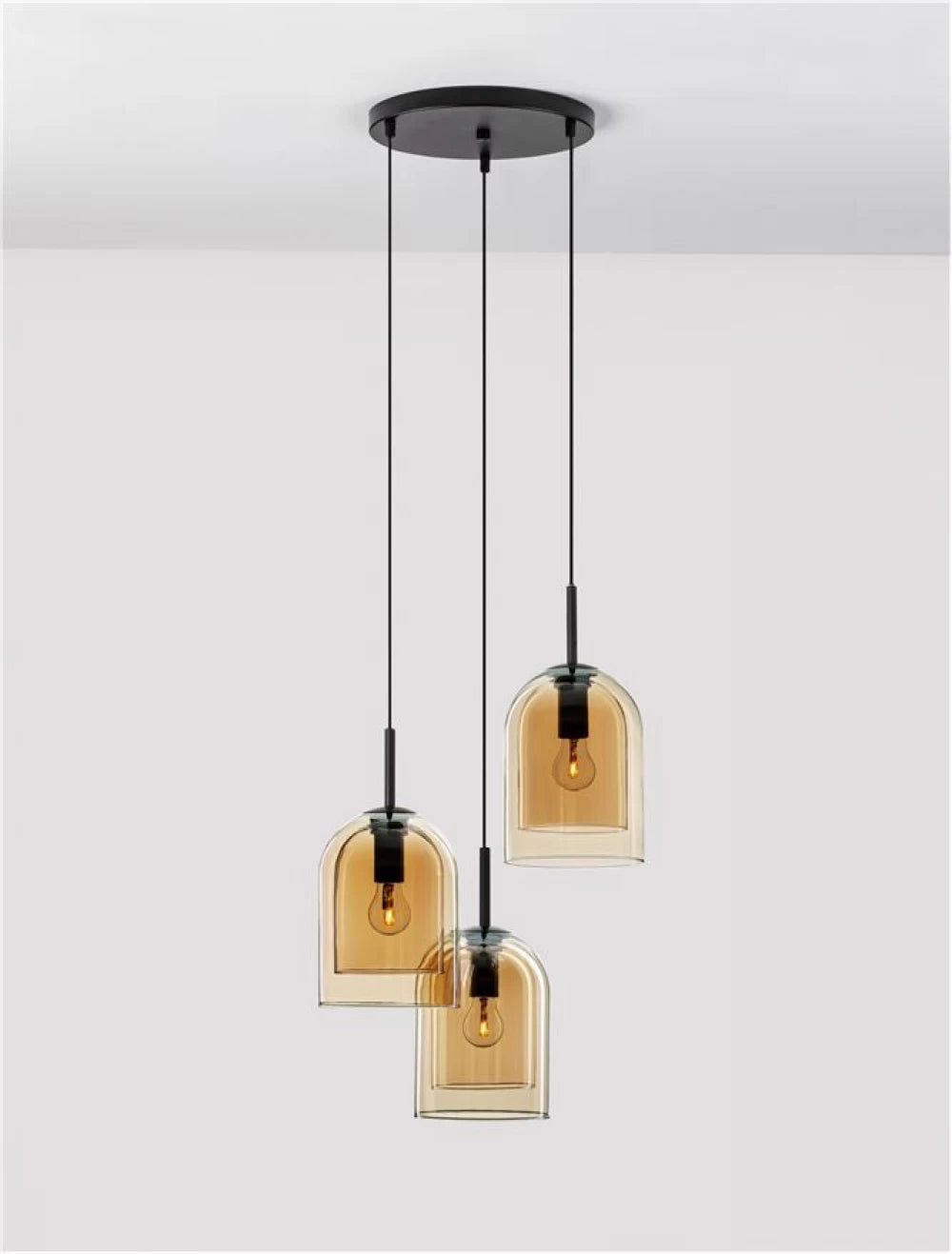Candelabru structura din Metal Negru si abajur din Sticla Auriu H185xL30cm IP20 VELOR