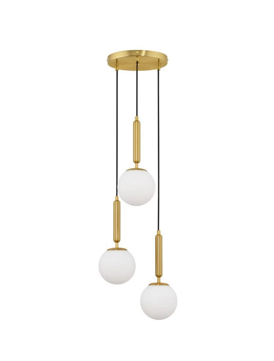 Candelabru structura din Metal Auriu si abajur din Sticla Alb H155xL35cm IP20 MONET