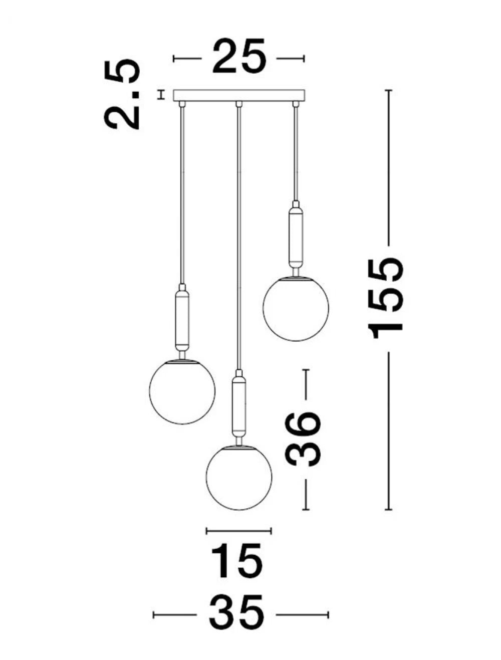 Candelabru structura din Metal Auriu si abajur din Sticla Alb H155xL35cm IP20 MONET