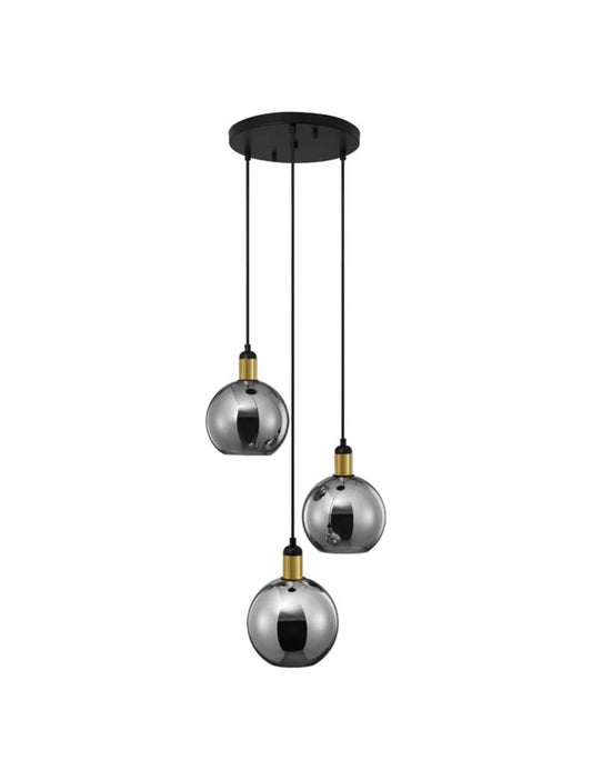 Candelabru structura din Metal Negru/Auriu si abajur din Sticla Fumuriu H180xL30cm IP20 MIRRO