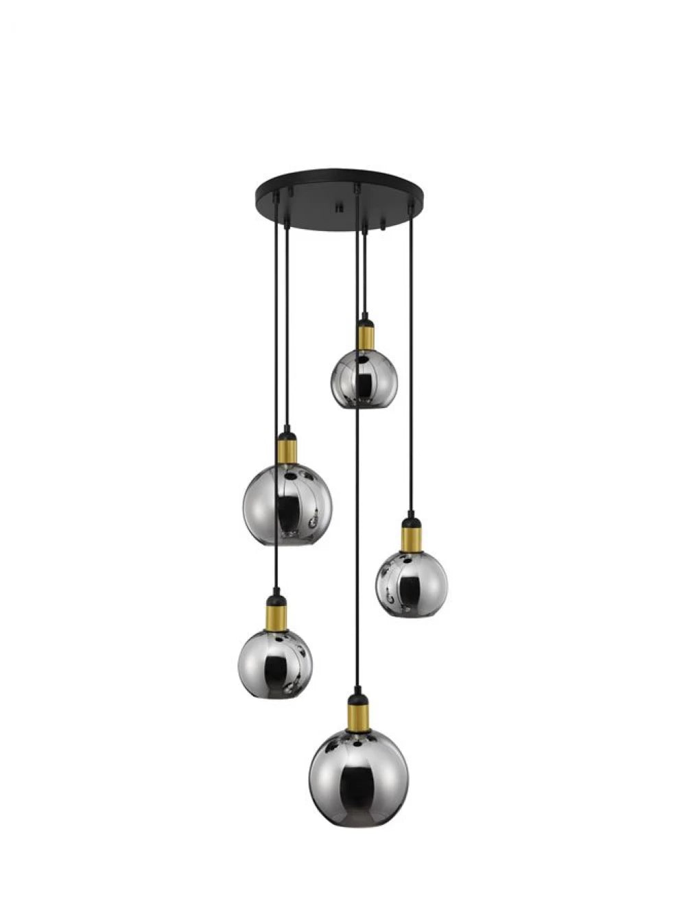 Candelabru structura din Metal Negru/Auriu si abajur din Sticla Fumuriu H180xL50cm IP20 MIRRO
