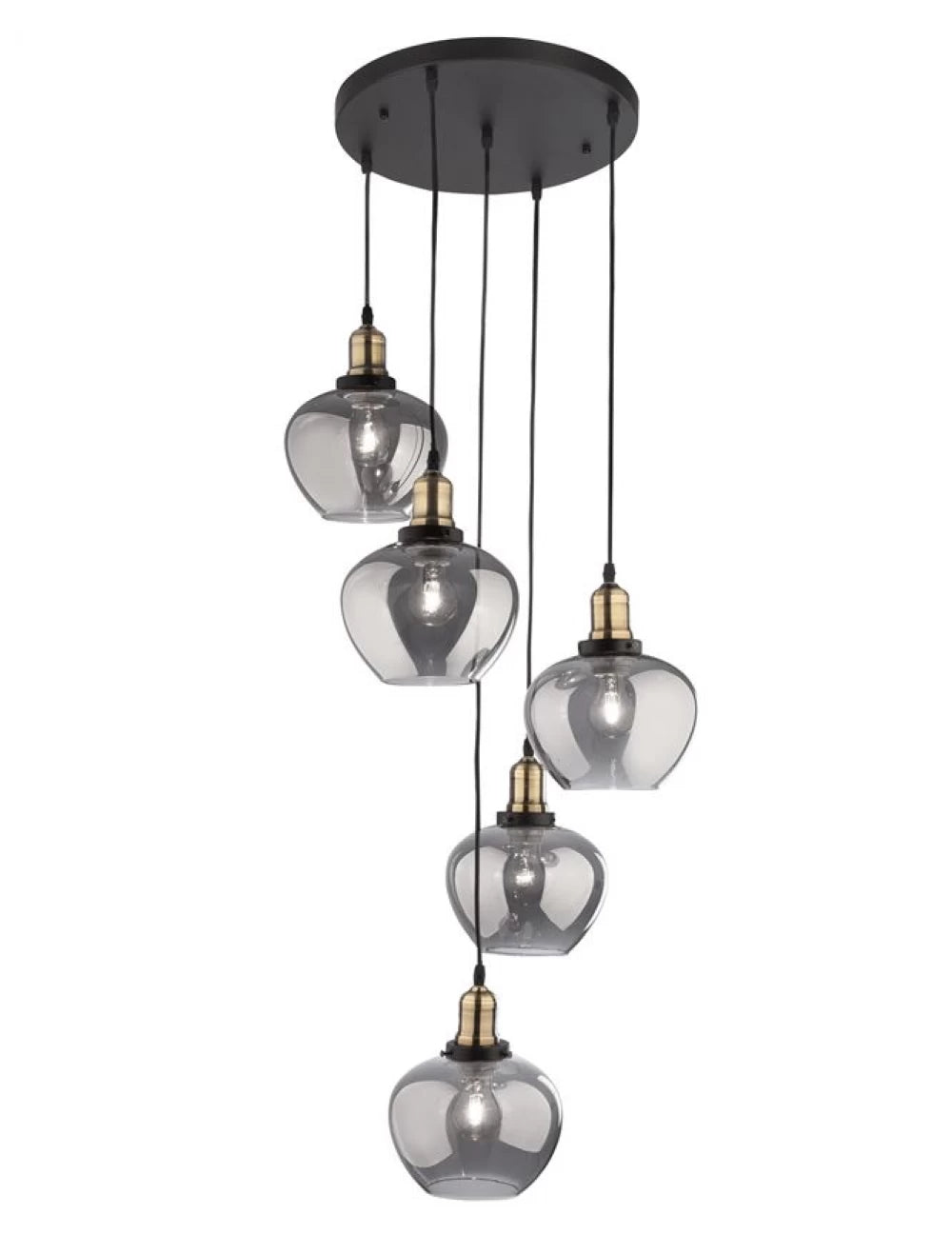 Candelabru structura din Metal Negru/Bronz si abajur din Sticla Fumuriu H160xL50cm IP20 CEDRO