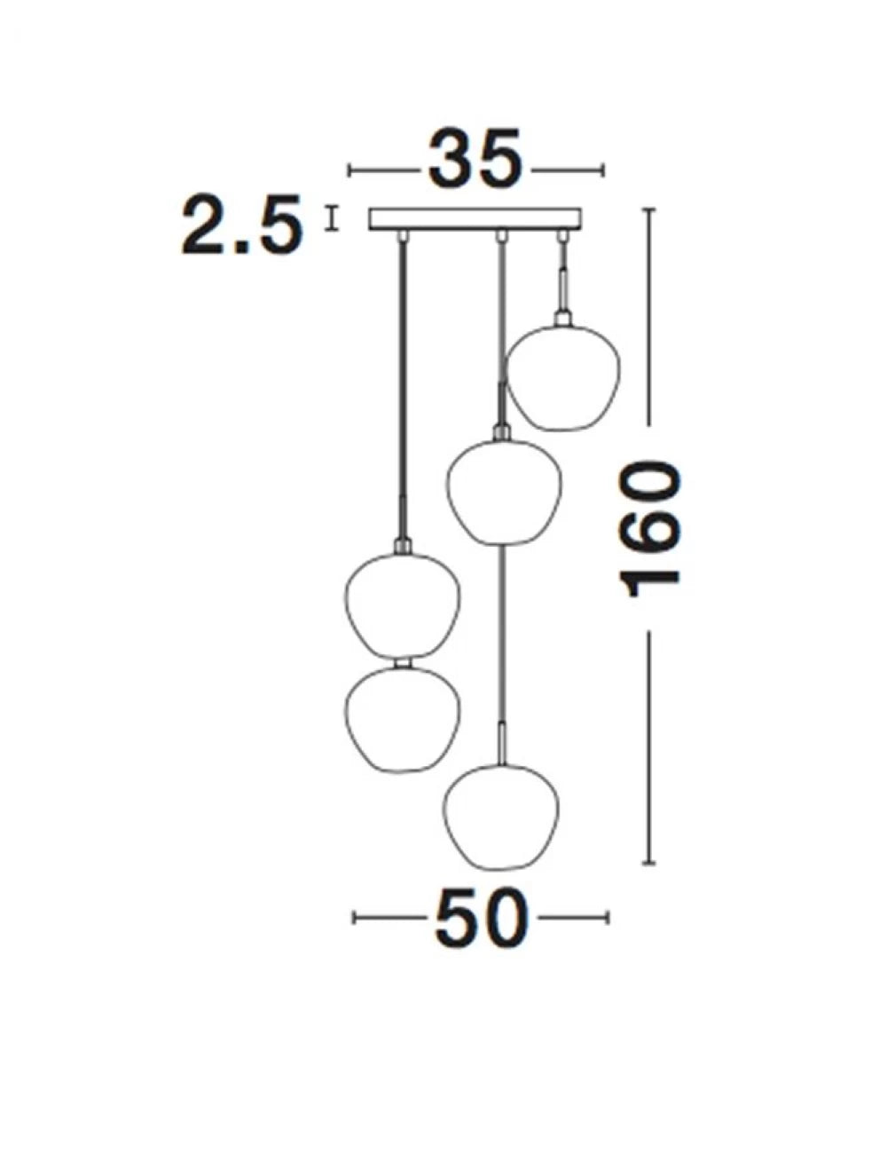 Candelabru structura din Metal Negru/Bronz si abajur din Sticla Fumuriu H160xL50cm IP20 CEDRO