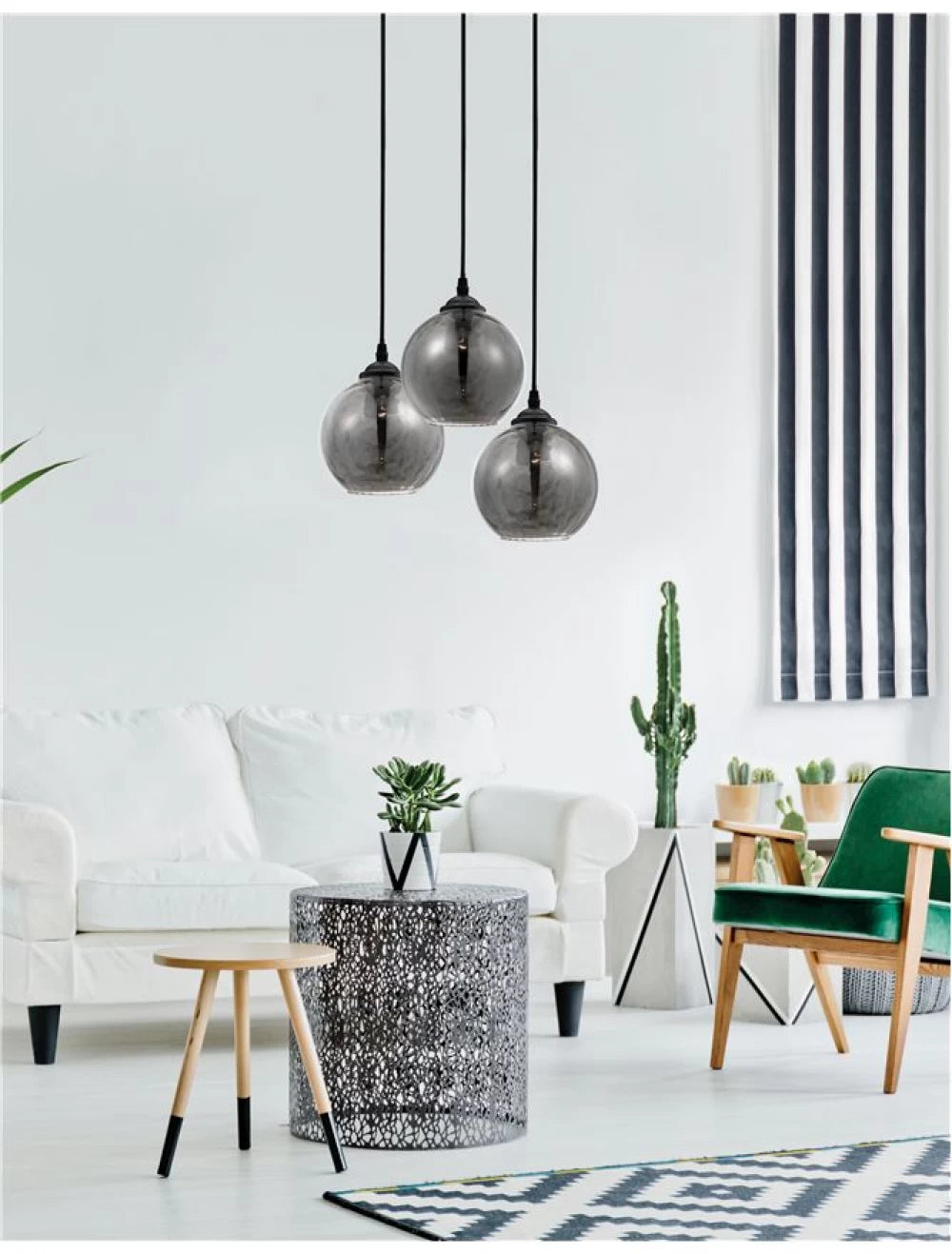 Candelabru structura din Metal Negru si abajur din Sticla Fumuriu H120xL30cm IP20 ADELINA