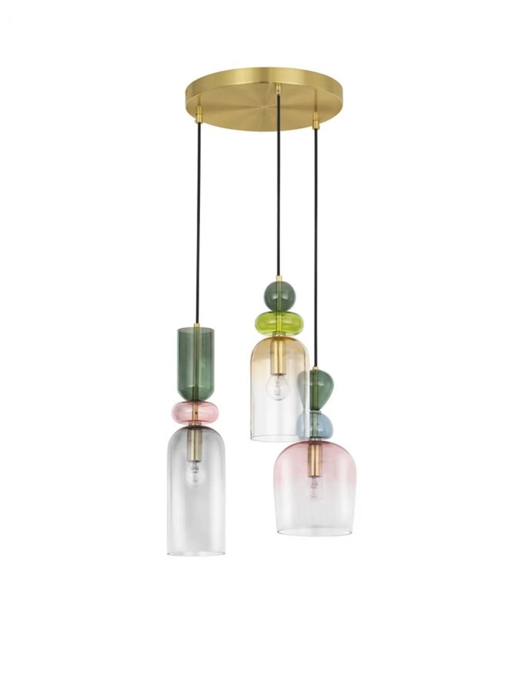Candelabru structura din Metal Negru/Auriu si abajur din Sticla Multicolor H120xL41.7cm IP20 MURANO