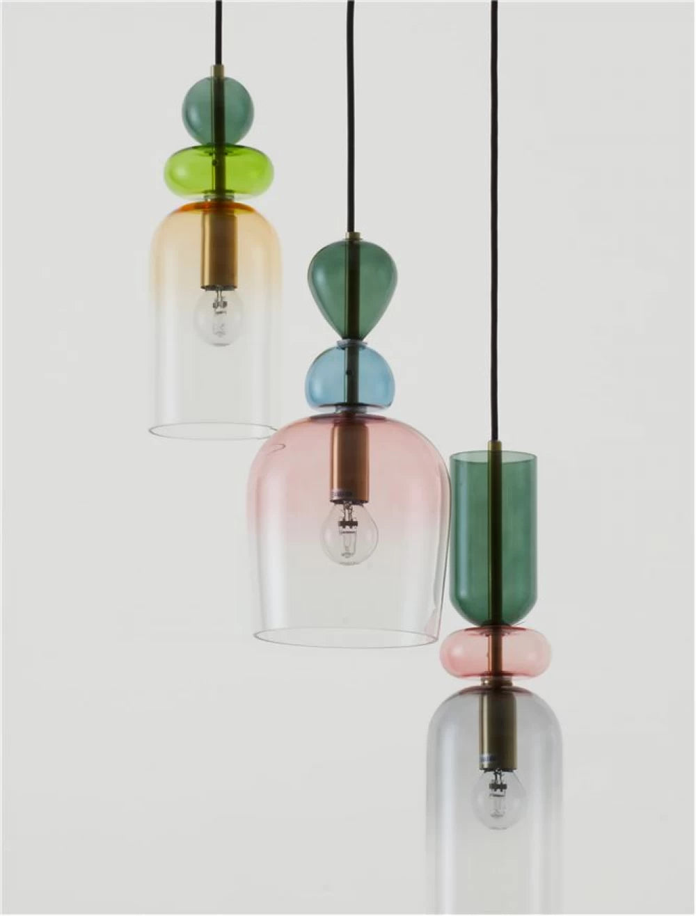 Candelabru structura din Metal Negru/Auriu si abajur din Sticla Multicolor H120xL41.7cm IP20 MURANO