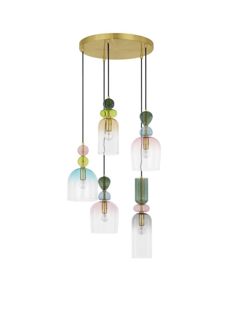 Candelabru structura din Metal Negru/Auriu si abajur din Sticla Multicolor H120xL51.7cm IP20 MURANO