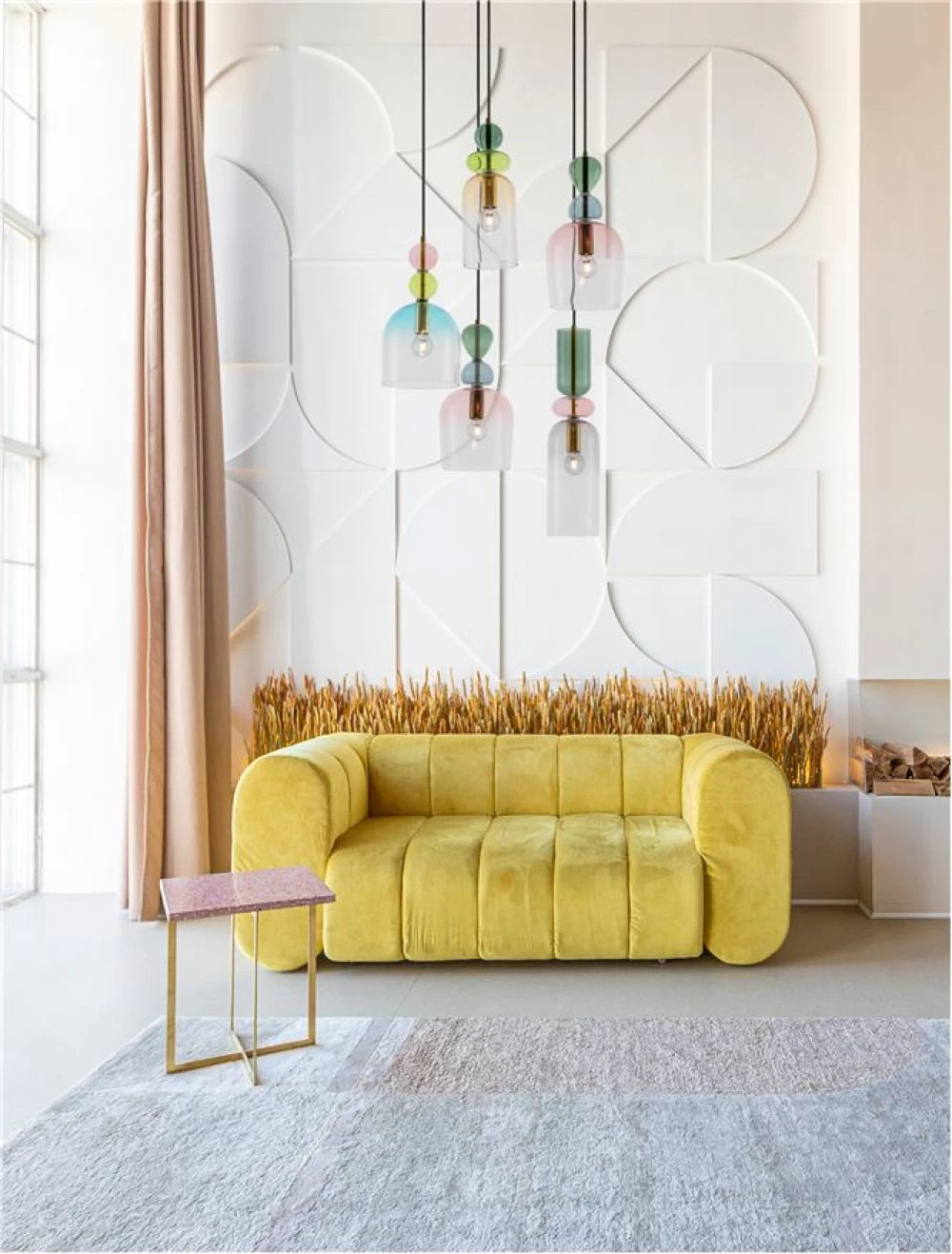 Candelabru structura din Metal Negru/Auriu si abajur din Sticla Multicolor H120xL51.7cm IP20 MURANO