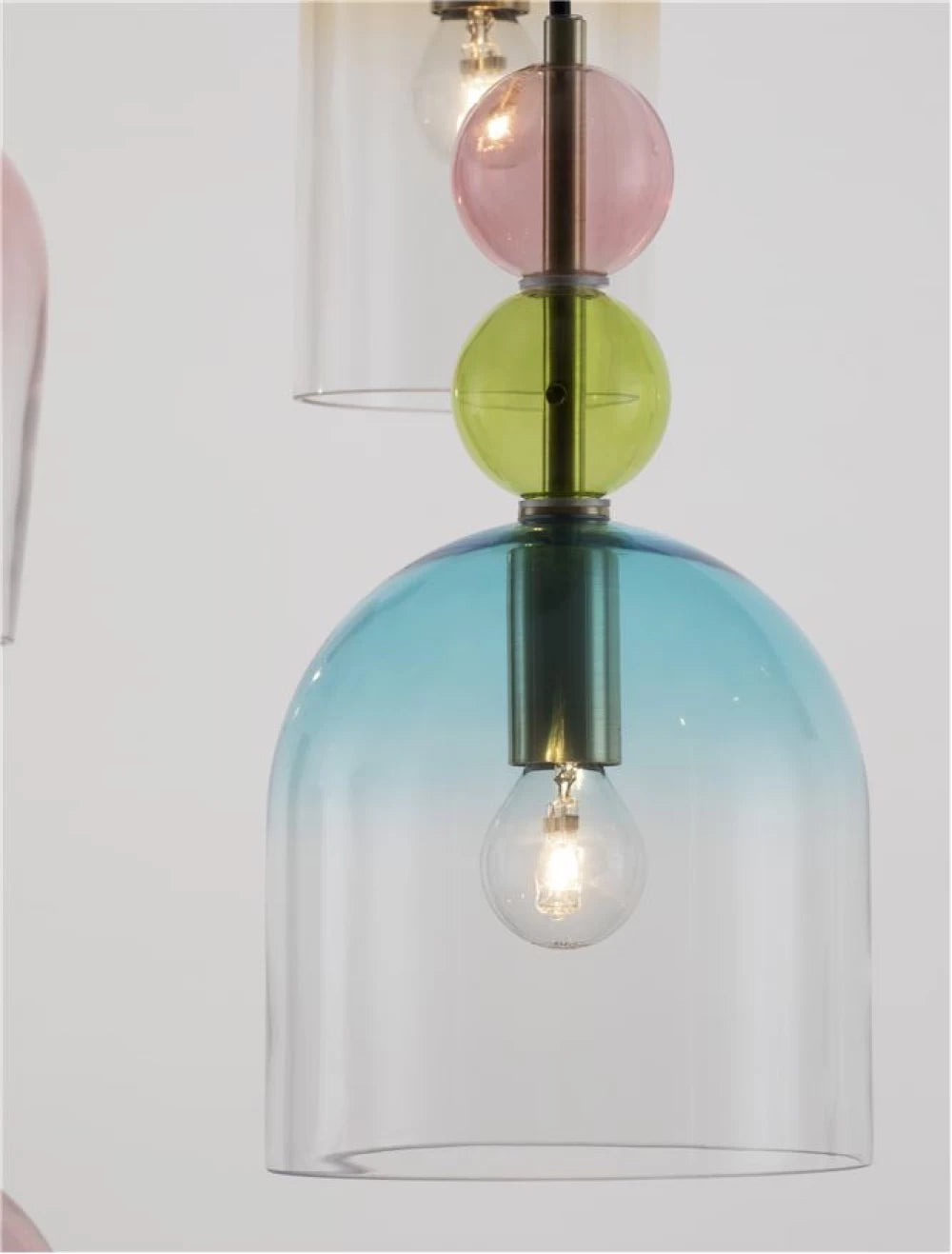 Candelabru structura din Metal Negru/Auriu si abajur din Sticla Multicolor H120xL51.7cm IP20 MURANO