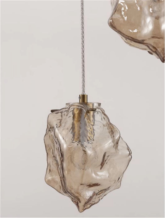 Candelabru structura din Metal Auriu si abajur din Sticla Auriu Amber H120xL40cm IP20 ODELLE
