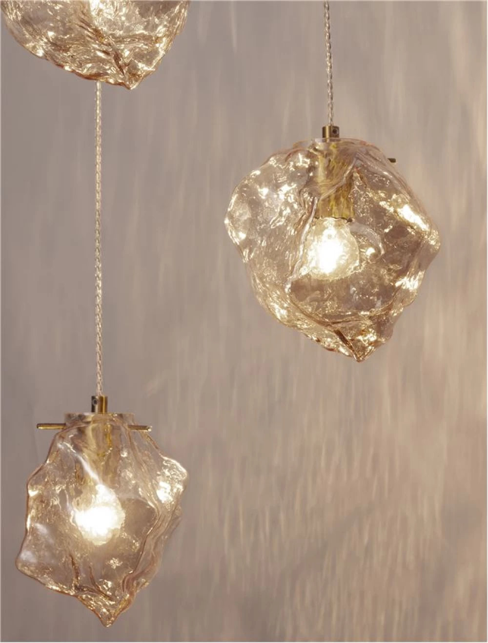 Candelabru structura din Metal Auriu si abajur din Sticla Auriu Amber H120xL40cm IP20 ODELLE
