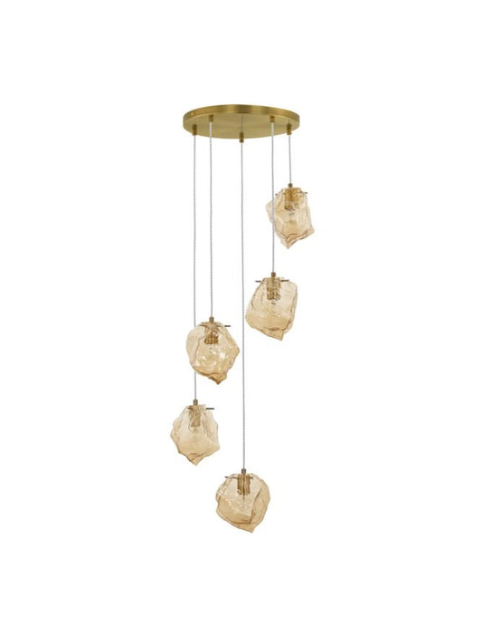Candelabru structura din Metal Auriu si abajur din Sticla Auriu Amber H120xL48cm IP20 ODELLE