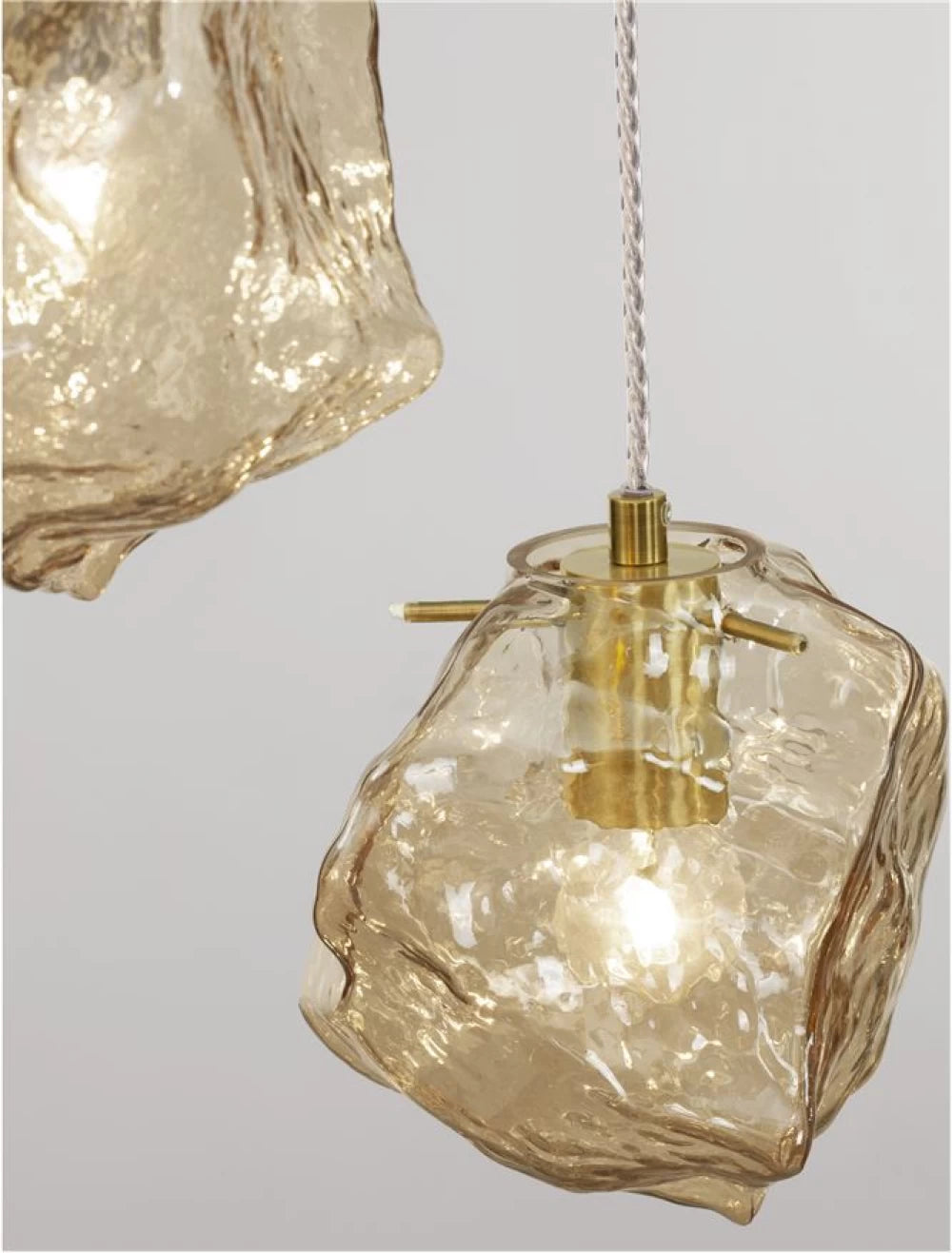 Candelabru structura din Metal Auriu si abajur din Sticla Auriu Amber H120xL48cm IP20 ODELLE