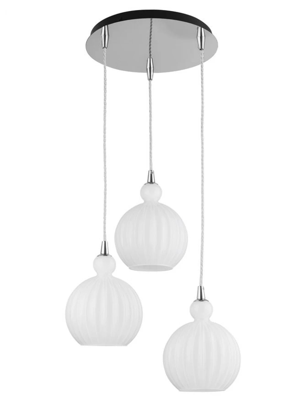 Candelabru structura din Aluminiu Argintiu si abajur din Sticla Alb H120xL37cm IP20 ODELL