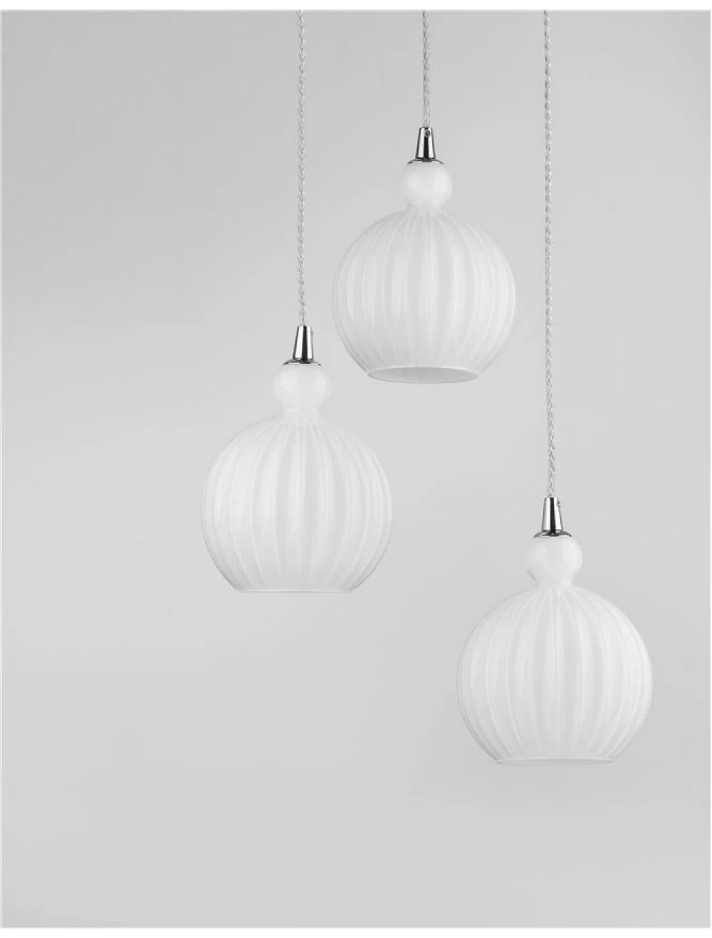 Candelabru structura din Aluminiu Argintiu si abajur din Sticla Alb H120xL37cm IP20 ODELL