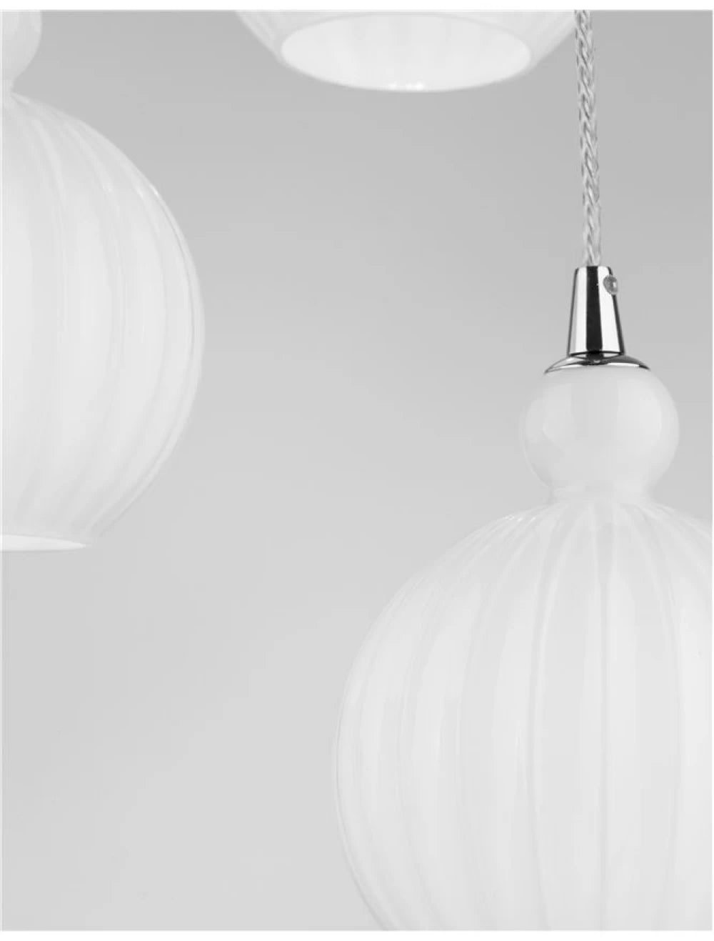 Candelabru structura din Aluminiu Argintiu si abajur din Sticla Alb H120xL37cm IP20 ODELL