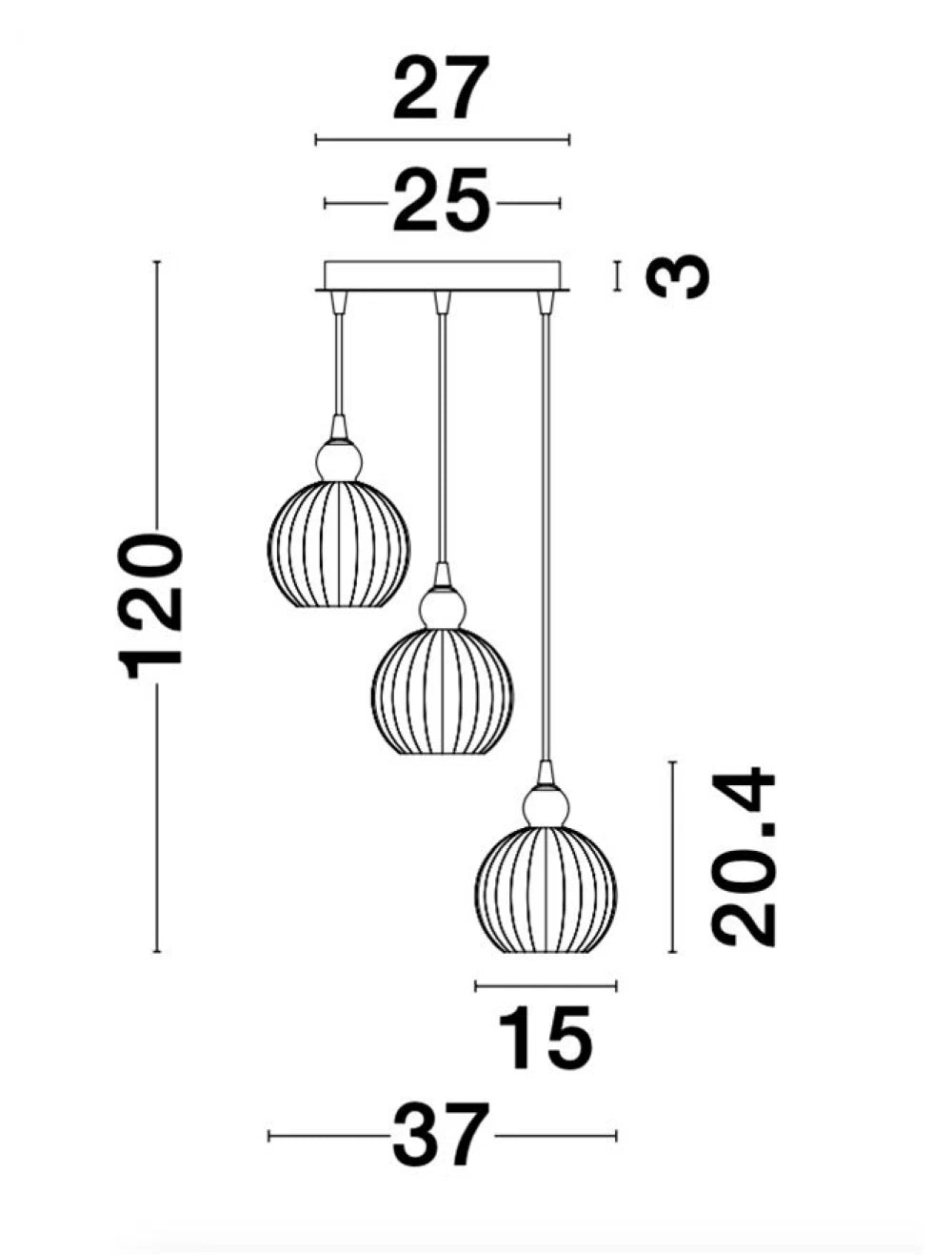 Candelabru structura din Aluminiu Argintiu si abajur din Sticla Alb H120xL37cm IP20 ODELL