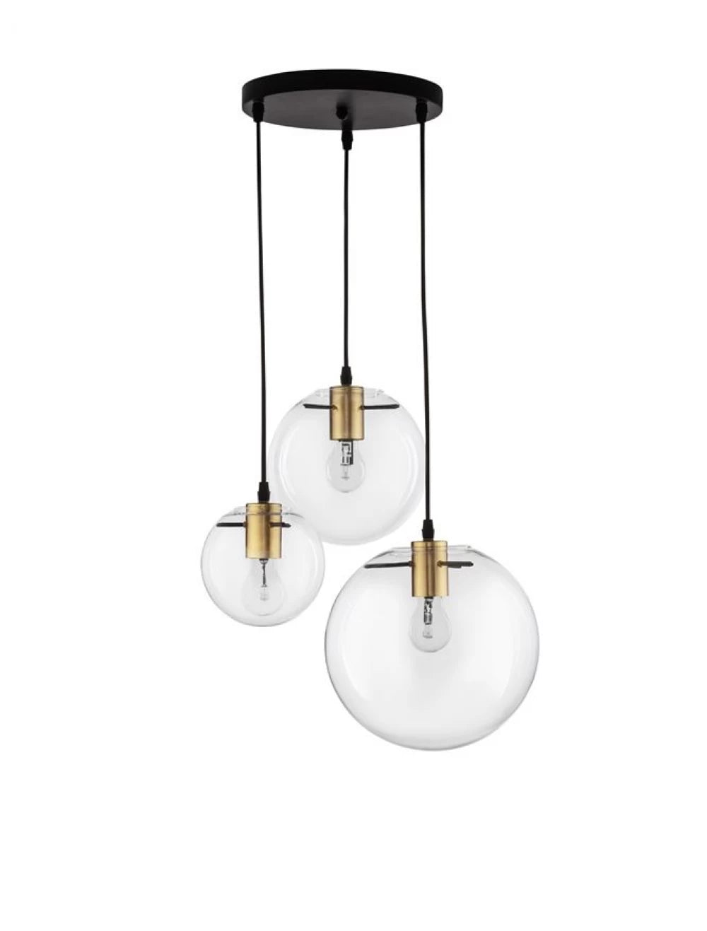 Candelabru structura din Metal Negru/Auriu si abajur din Sticla Transparent H170xL42.5cm IP20 MIRALE