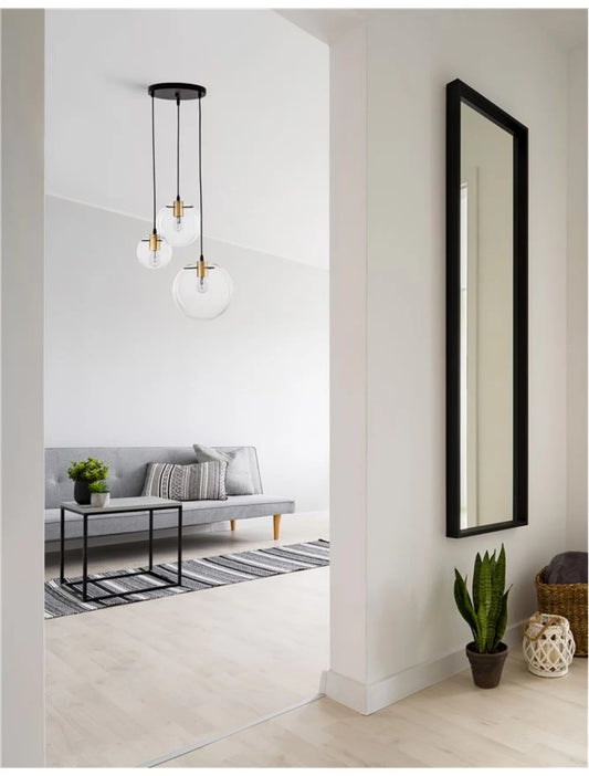 Candelabru structura din Metal Negru/Auriu si abajur din Sticla Transparent H170xL42.5cm IP20 MIRALE