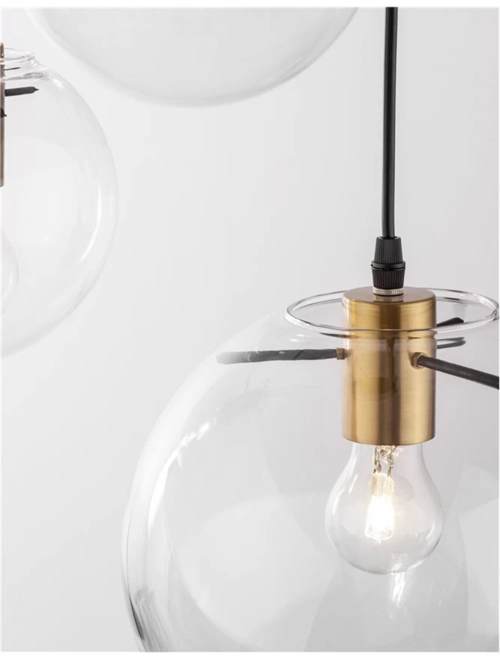 Candelabru structura din Metal Negru/Auriu si abajur din Sticla Transparent H170xL42.5cm IP20 MIRALE