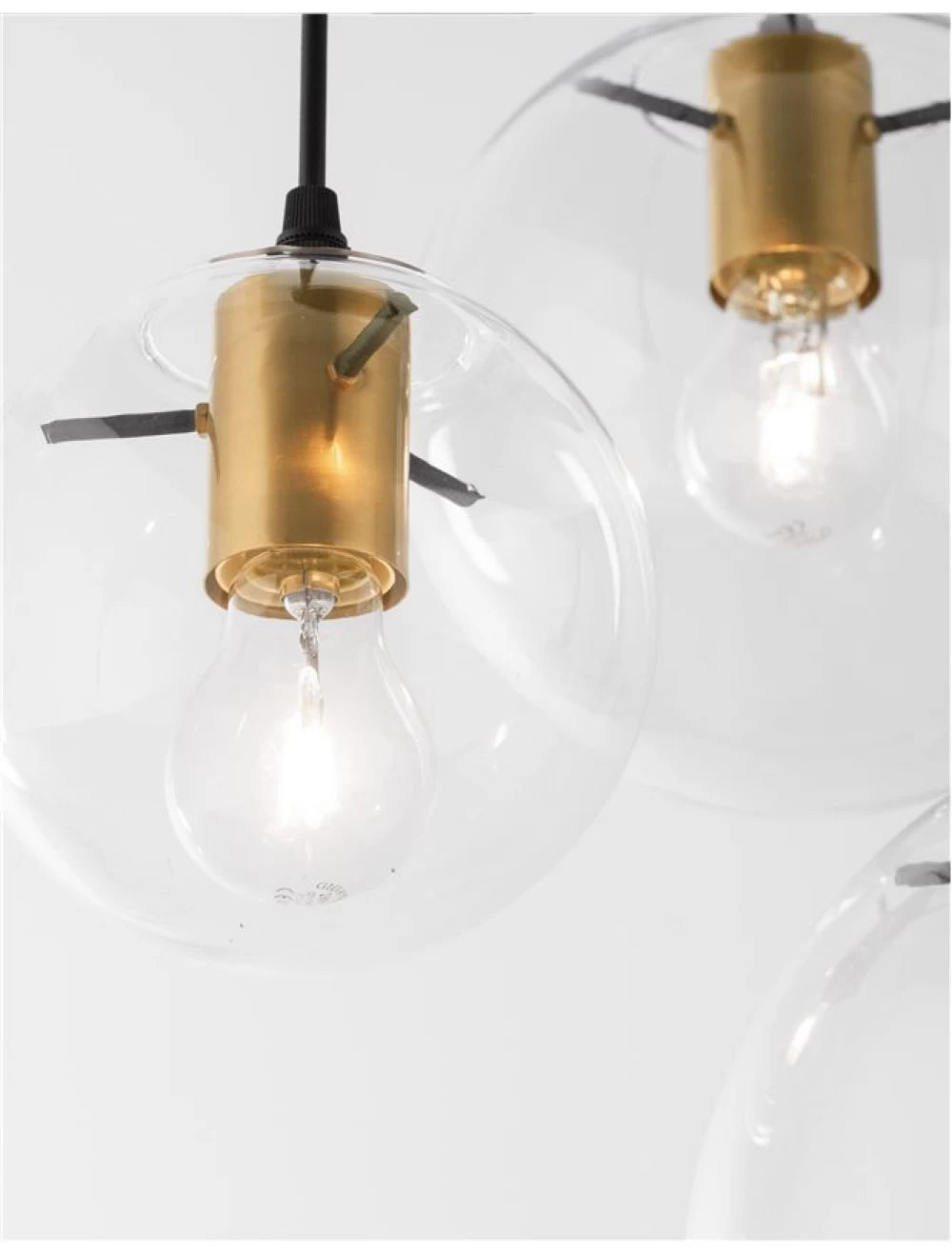 Candelabru structura din Metal Negru/Auriu si abajur din Sticla Transparent H170xL42.5cm IP20 MIRALE