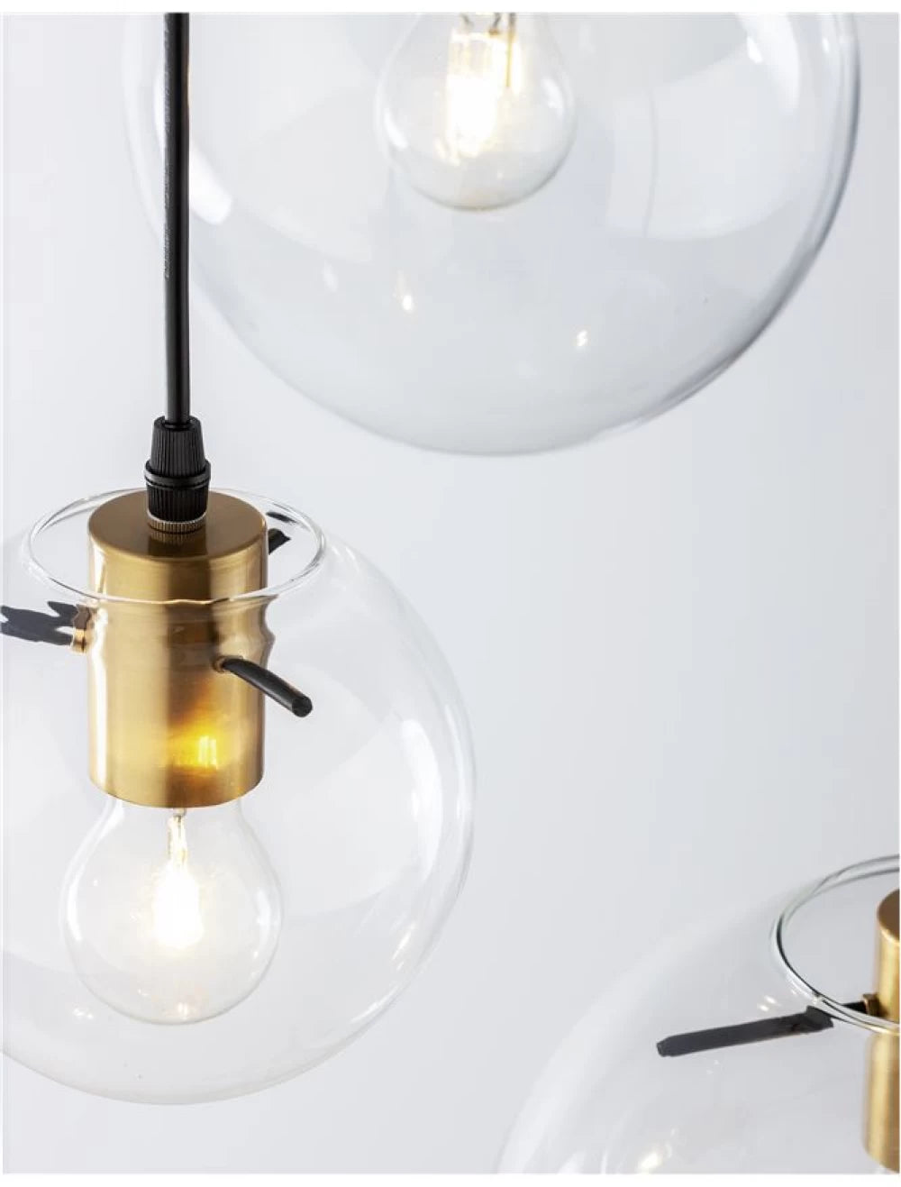 Candelabru structura din Metal Negru/Auriu si abajur din Sticla Transparent H170xL42.5cm IP20 MIRALE