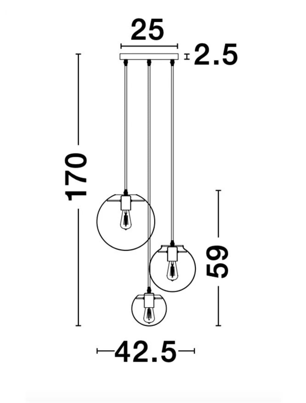 Candelabru structura din Metal Negru/Auriu si abajur din Sticla Transparent H170xL42.5cm IP20 MIRALE
