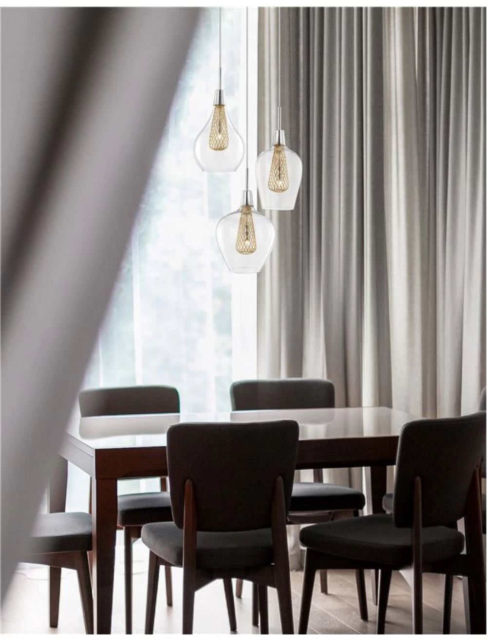 Candelabru structura din Aluminiu Argintiu si abajur din Sticla Transparent H120xL37cm IP20 FILO