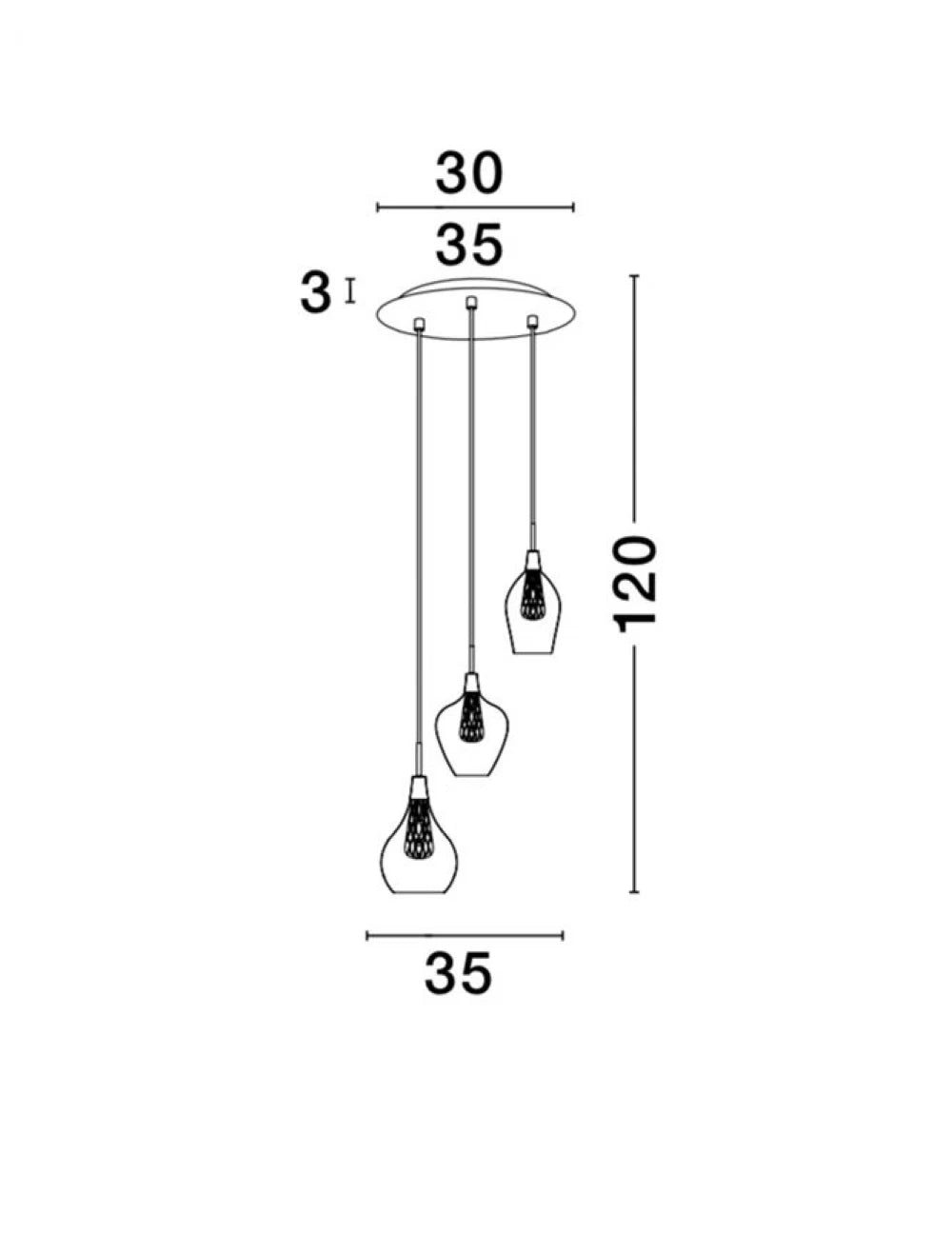 Candelabru structura din Aluminiu Argintiu si abajur din Sticla Transparent H120xL37cm IP20 FILO