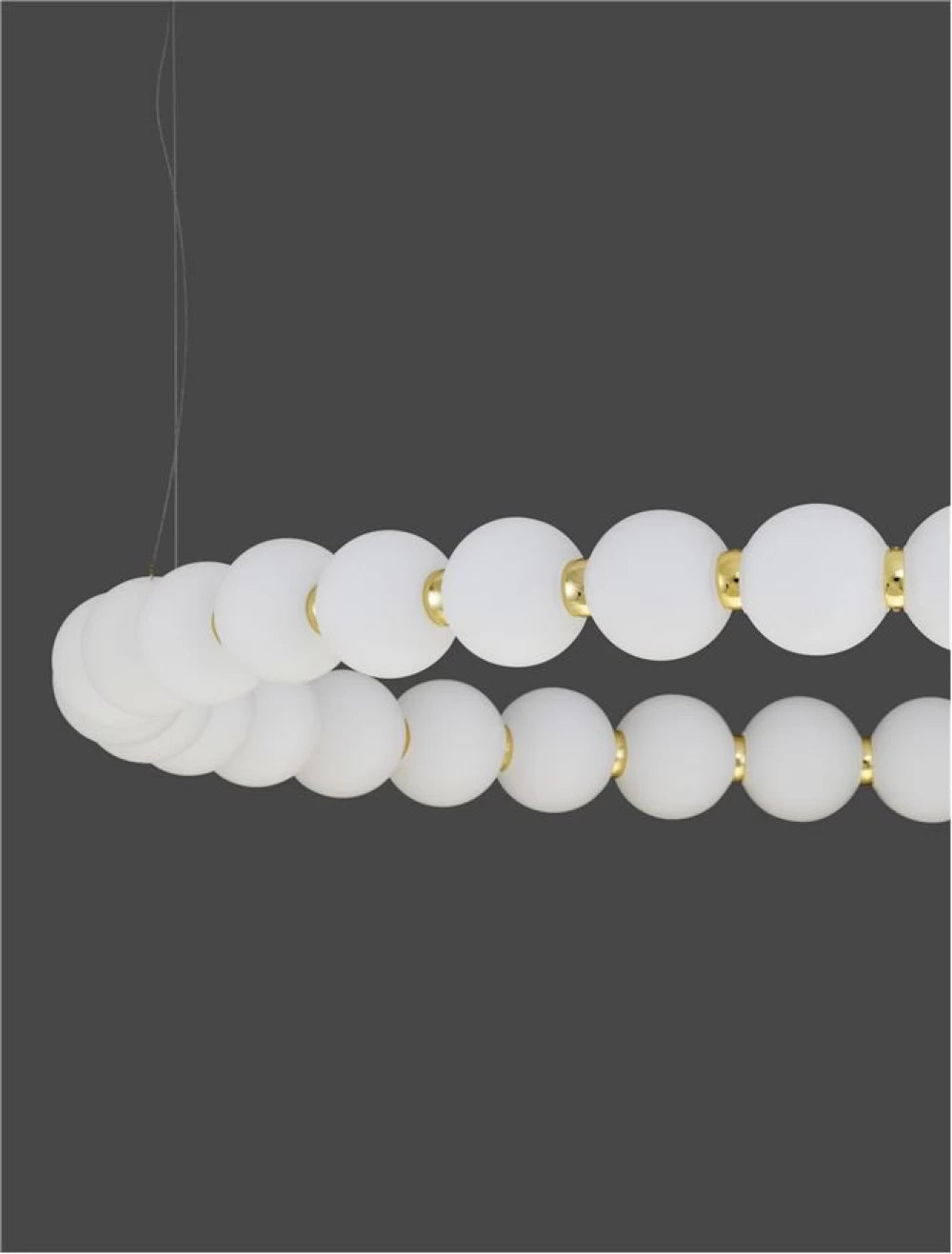 Lustra structura din Metal Auriu si abajur din Sticla Alb H200xL80cm IP20 72W 6492lm 3000k PERLA