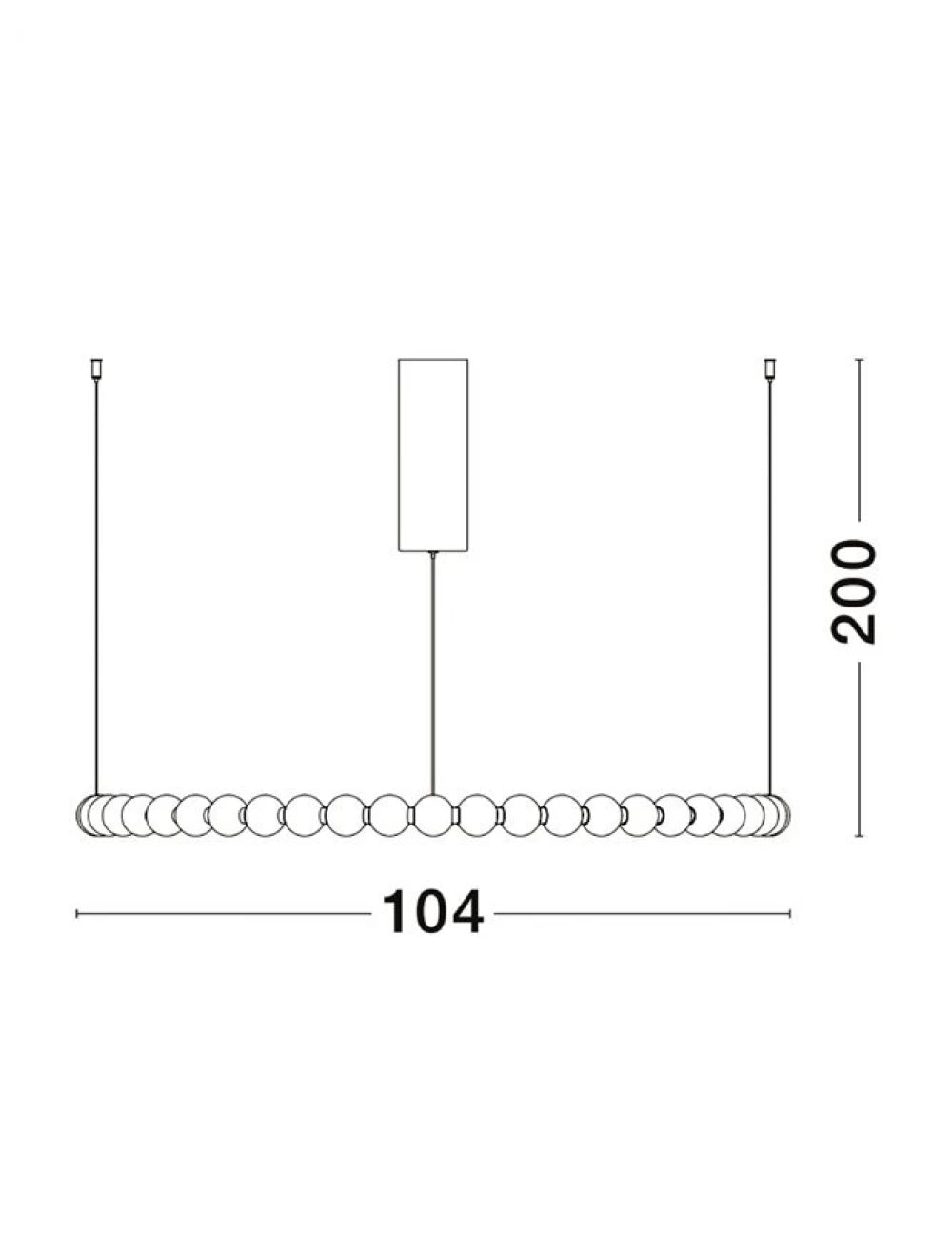 Lustra structura din Metal Auriu si abajur din Sticla Alb H200xL104cm IP20 96W 8076lm 3000k PERLA