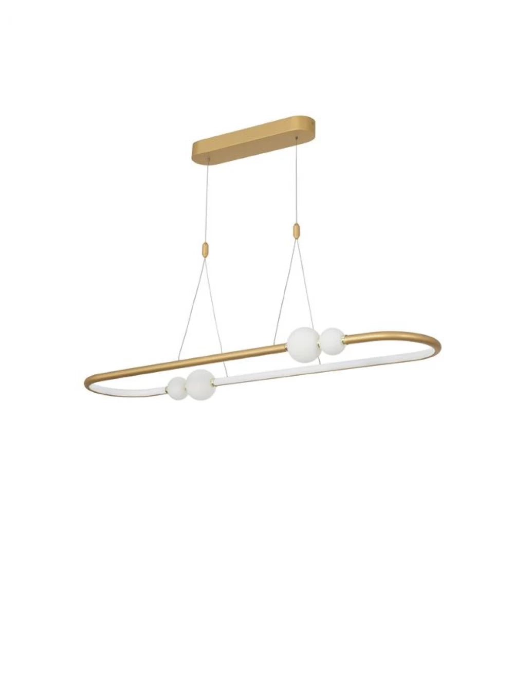 Lustra structura din Aluminiu Auriu si abajur din Sticla Alb H120xL100cm IP20 45W 4751lm 3000k CELIA