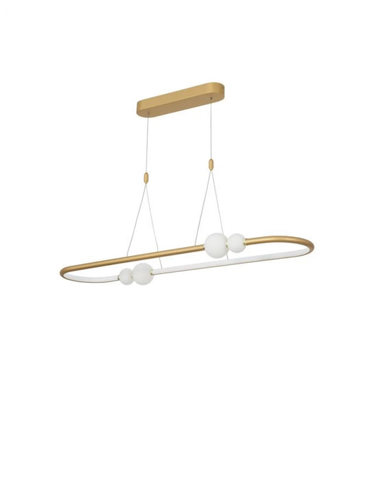 Lustra structura din Aluminiu Auriu si abajur din Sticla Alb H120xL100cm IP20 45W 4751lm 3000k CELIA