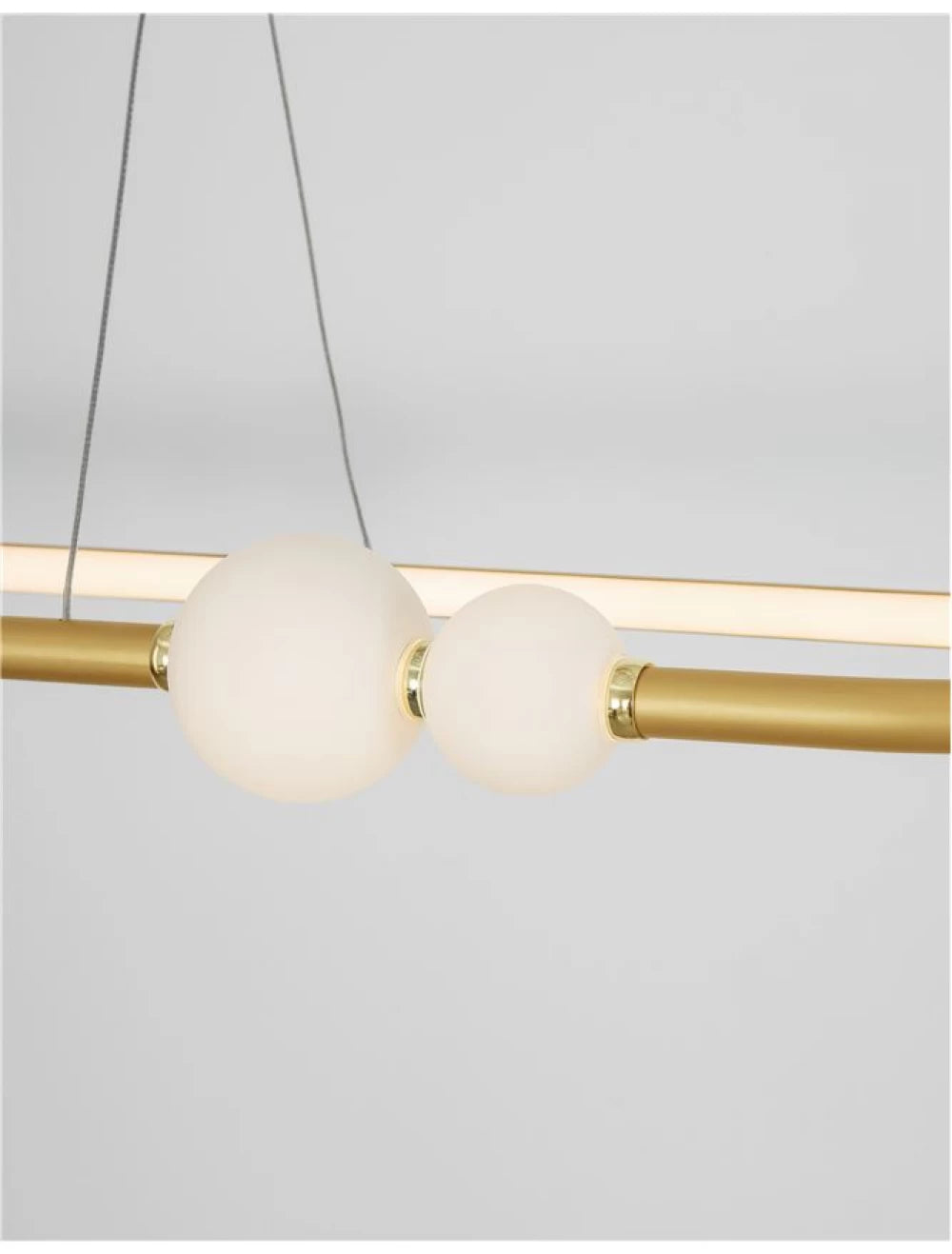 Lustra structura din Aluminiu Auriu si abajur din Sticla Alb H120xL100cm IP20 45W 4751lm 3000k CELIA