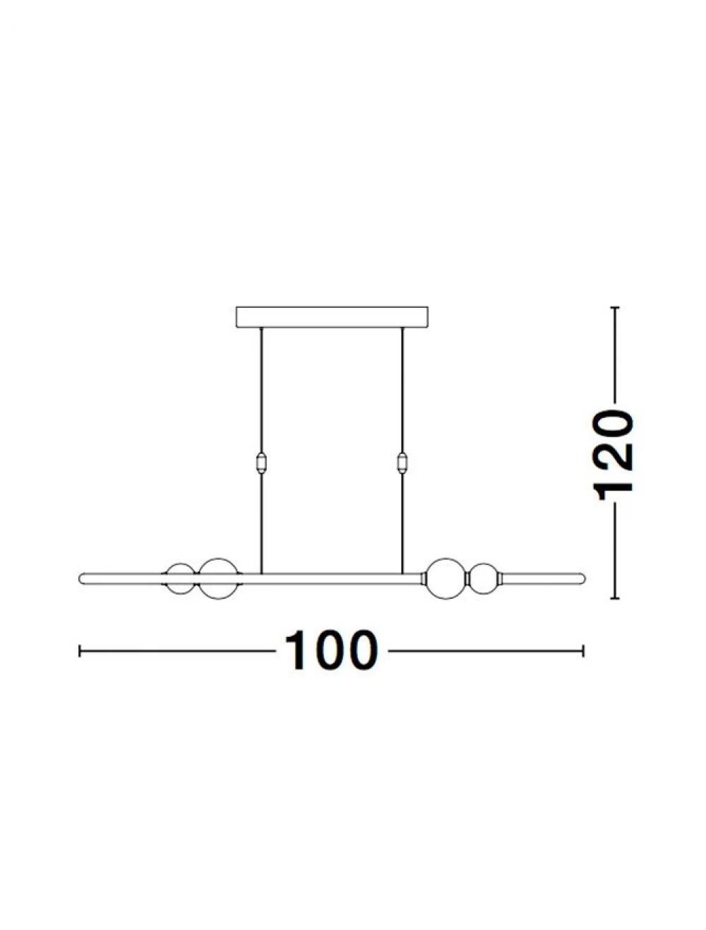 Lustra structura din Aluminiu Auriu si abajur din Sticla Alb H120xL100cm IP20 45W 4751lm 3000k CELIA