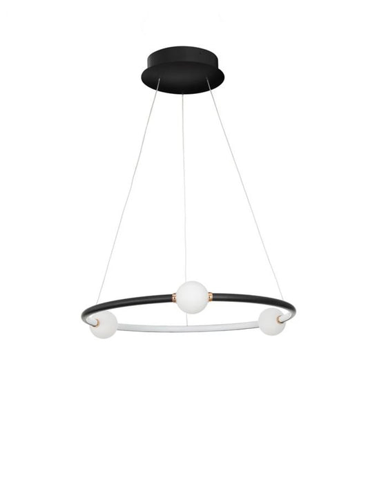 Lustra structura din Aluminiu Negru si abajur din Sticla Alb H120xL64cm IP20 37W 3812lm 3000k CELIA