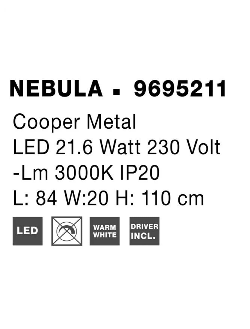 Lustra din Metal Auriu H110xL84cm IP20 21W 1822lm 3000k NEBULA