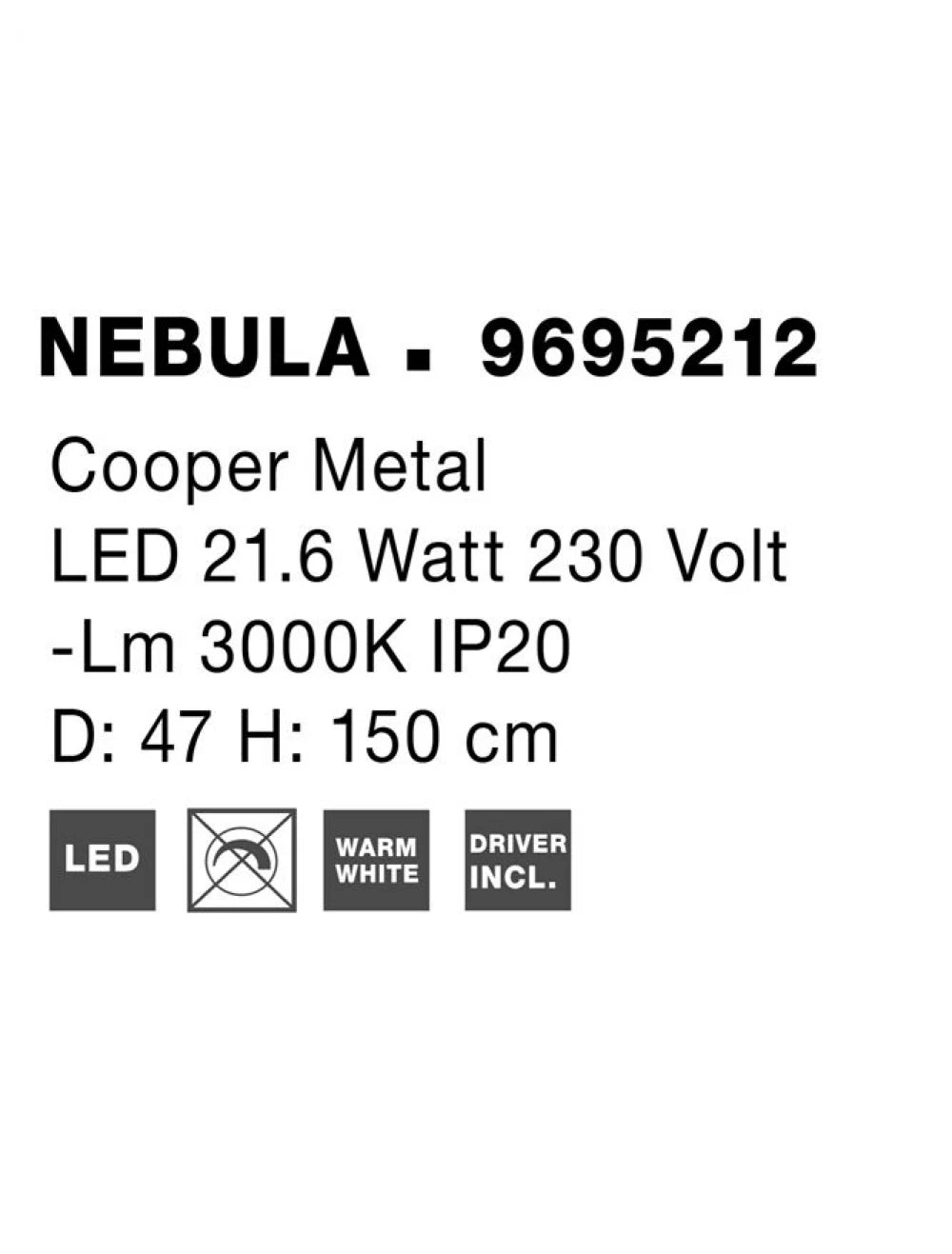 Lustra din Metal Auriu H150xL49cm IP20 21W 1633lm 3000k NEBULA