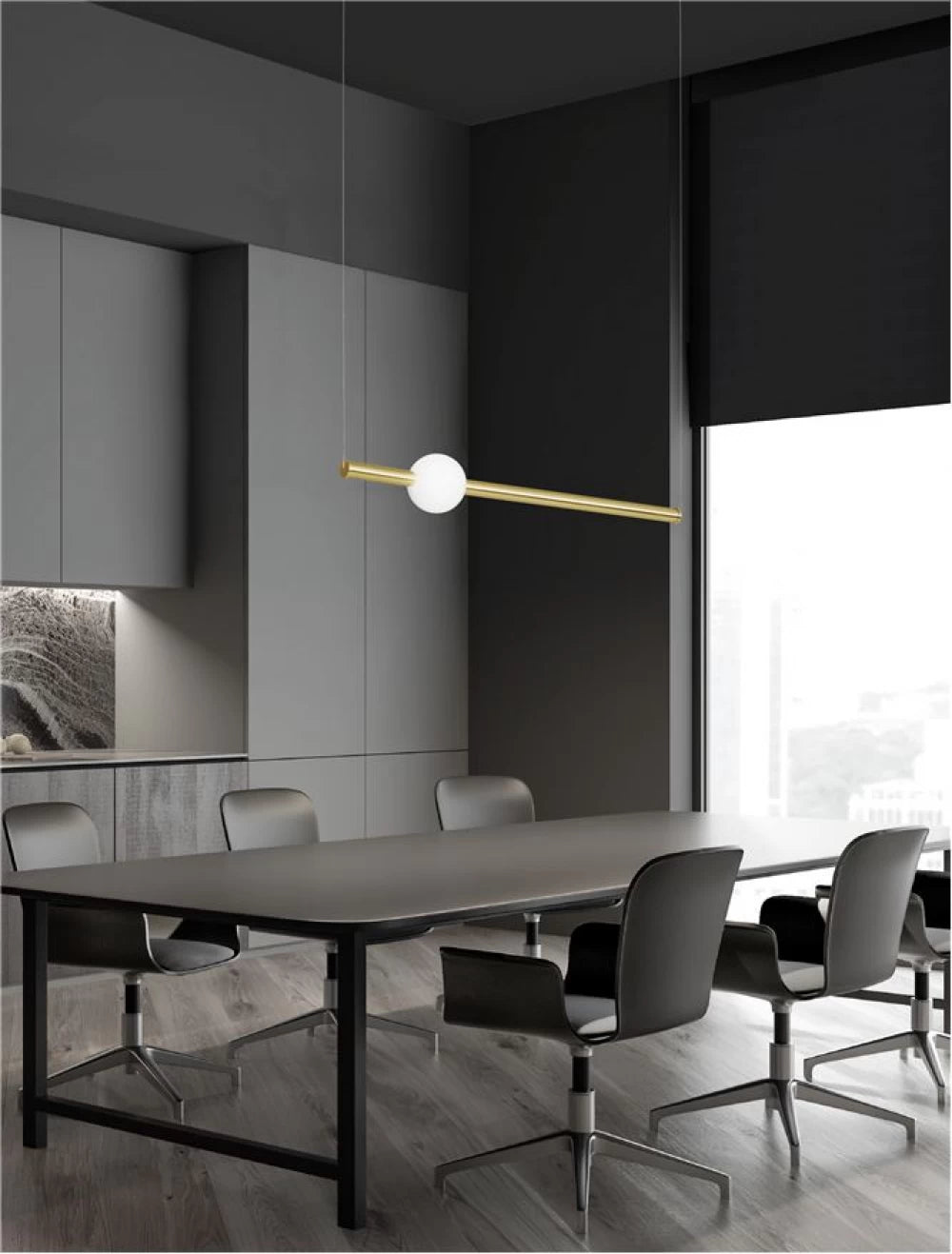Lustra structura din Aluminiu Auriu si abajur din Acrilic Alb H150xL92cm IP20 11W 693lm 3000k NEUTRON