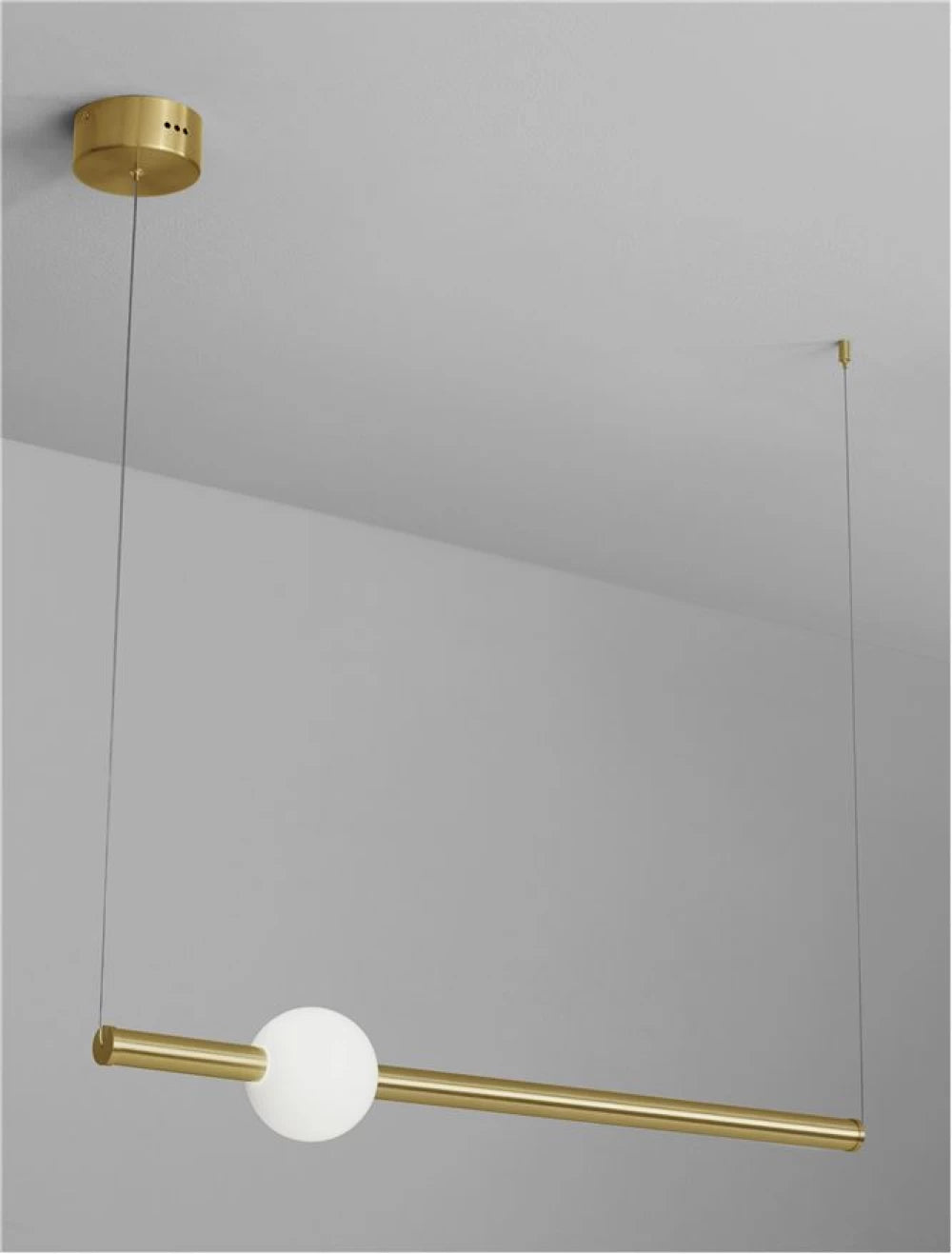 Lustra structura din Aluminiu Auriu si abajur din Acrilic Alb H150xL92cm IP20 11W 693lm 3000k NEUTRON