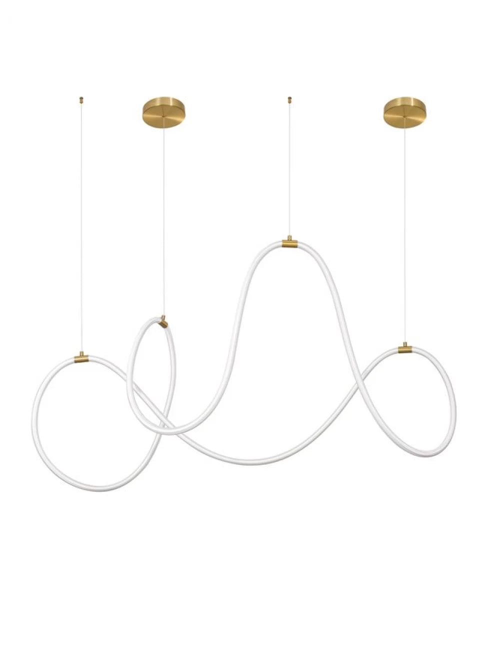 Lustra structura din Metal Auriu si abajur din Silicon Alb H120xL150cm IP20 56W 3189lm 3000k CERELIA
