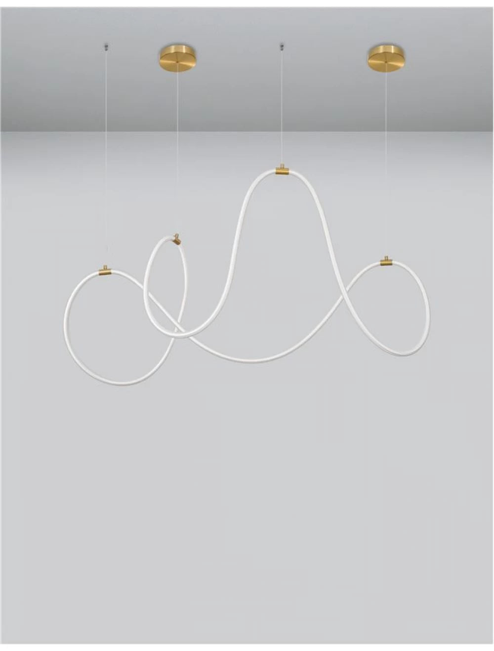Lustra structura din Metal Auriu si abajur din Silicon Alb H120xL150cm IP20 56W 3189lm 3000k CERELIA