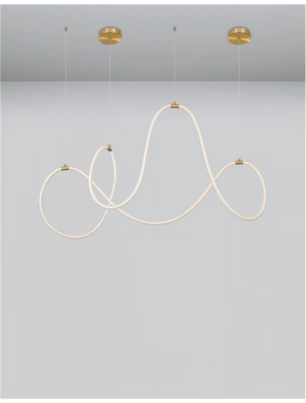 Lustra structura din Metal Auriu si abajur din Silicon Alb H120xL150cm IP20 56W 3189lm 3000k CERELIA