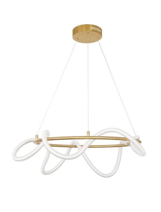 Lustra structura din Metal Auriu si abajur din Silicon Alb H120xL60cm IP20 34W 2271lm 3000k CERELIA