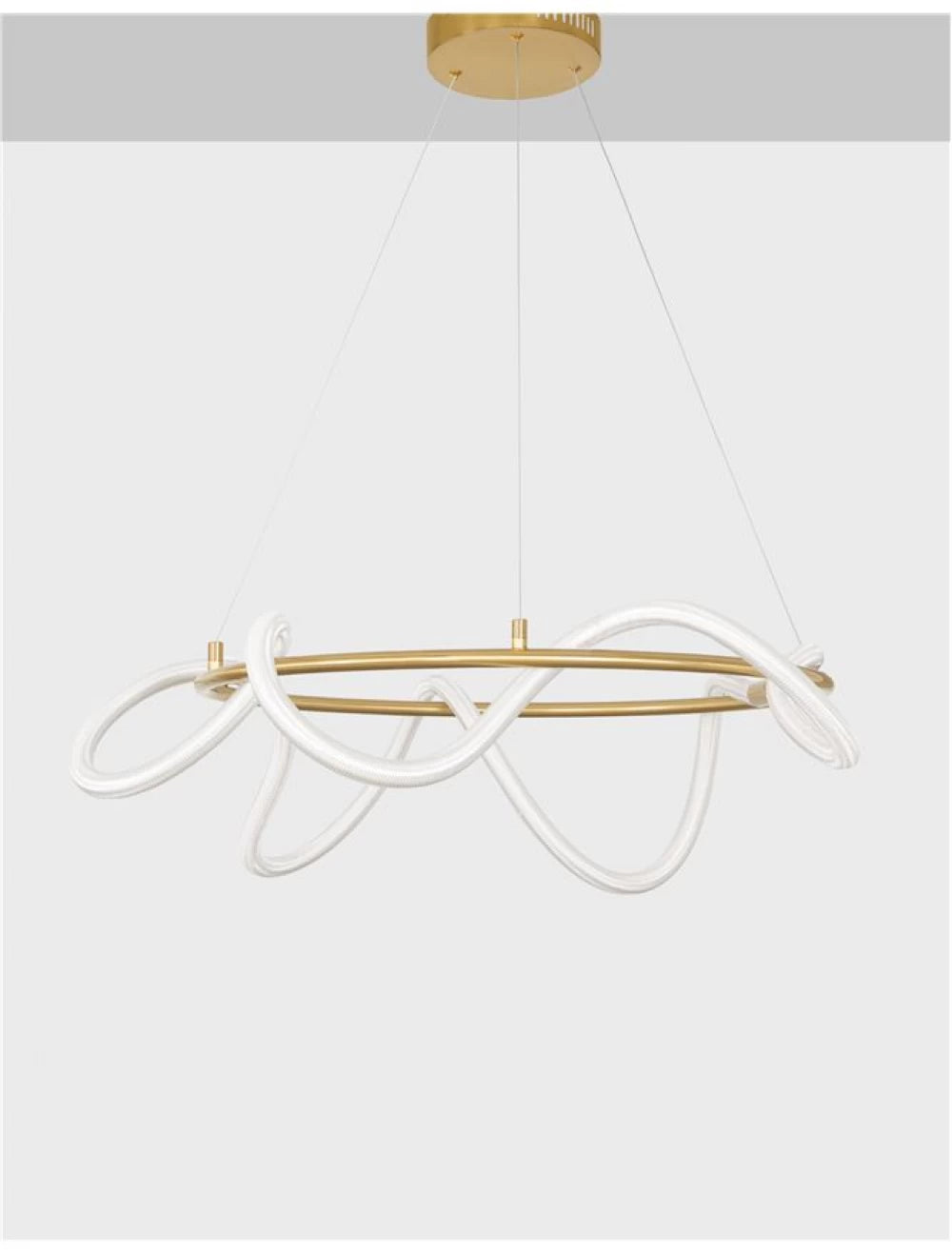 Lustra structura din Metal Auriu si abajur din Silicon Alb H120xL60cm IP20 34W 2271lm 3000k CERELIA