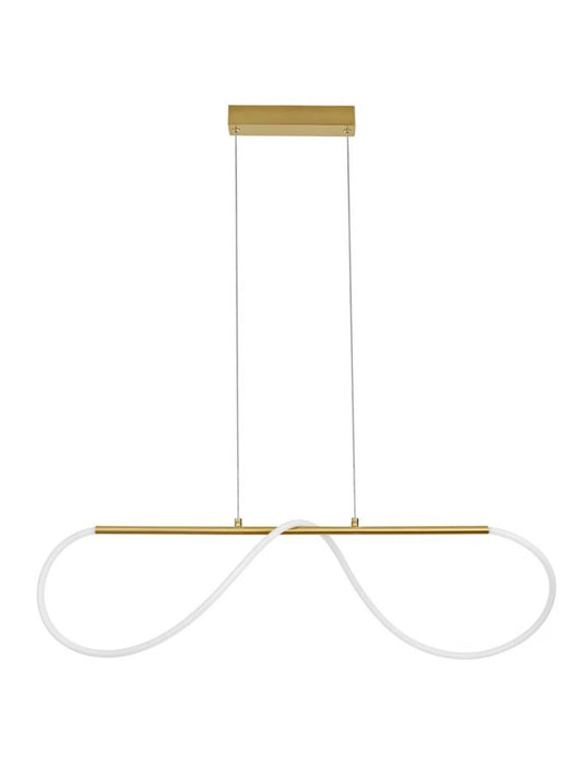 Lustra structura din Aluminiu Auriu si abajur din Acrilic Alb H120xL90cm IP20 28W 3146lm 3000k TIRIAC