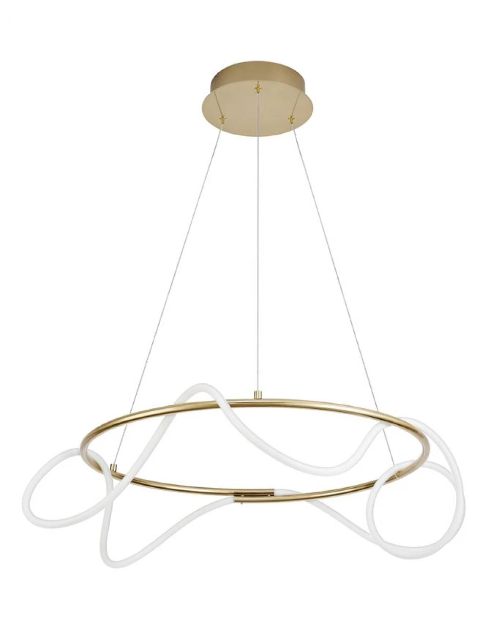 Lustra structura din Aluminiu Auriu si abajur din Acrilic Alb H120xL70cm IP20 43W 4581lm 3000k TIRIAC