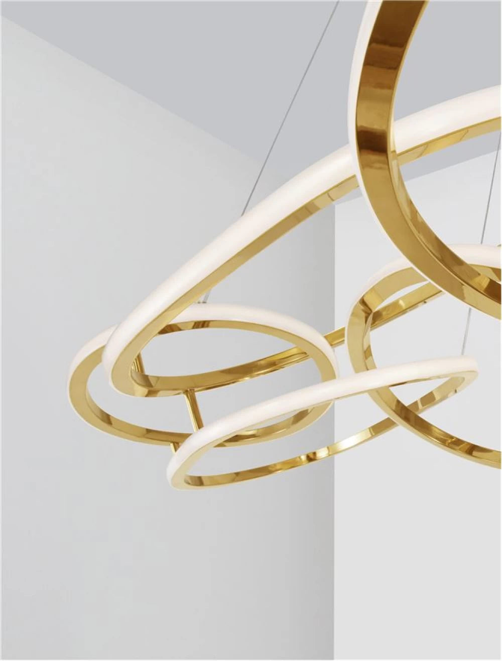 Lustra structura din Aluminiu Auriu si abajur din Acrilic Alb H150xL150cm IP20 158W 11060lm 3000k NUDOS